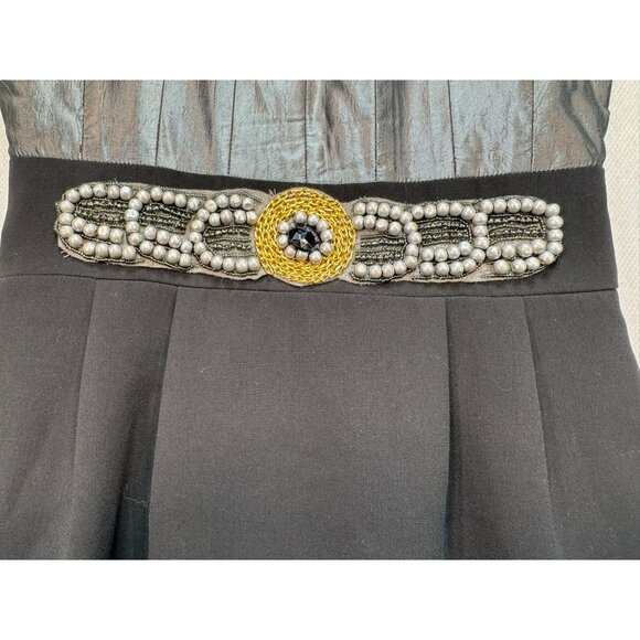 Spicy Couture A-Line Dress Size 4 Black Gray Sleeveless Midi Beaded Vintage - Picture 4 of 10